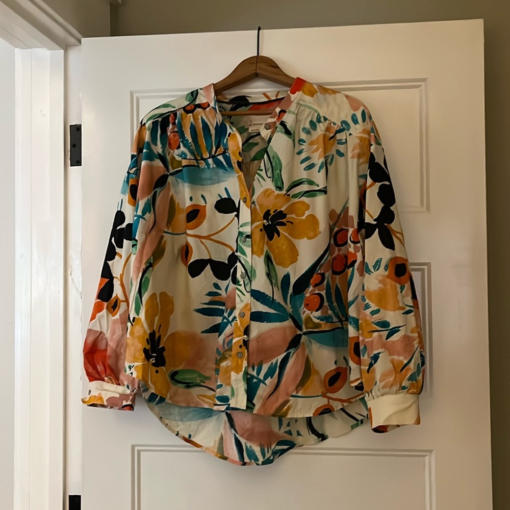 Anthropologie button down with tab collar